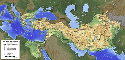 A map of Alexander's campaigns in Asia Minor and the Middle East