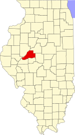 Map of Illinois highlighting Mason County