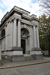 Adolphe Thiers' mausoleum. Chapu's relief can be seen over the door. Mercié's sculpture is inside the mausoleum.