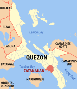 Map of Quezon with Catanauan highlighted