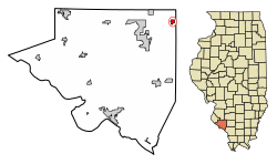 Location of Coulterville in Randolph County, Illinois.