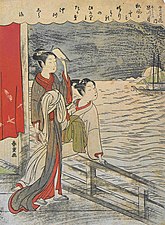 Moon above Shinagawa, from the series 雪月花, (setsu-getsu-ka or setsu gekka) Snow Moon Flowers c.1780