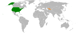 Map indicating locations of USA and Uzbekistan