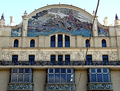 Façade of the Hotel Metropol in Moscow with mosaics by Mikhail Vrubel (1899–1907)
