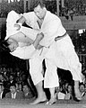 Image 37Yoshihiko Yoshimatsu attempting to throw Toshiro Daigo with an uchi mata in the final of the 1951 All-Japan Judo Championships (from Judo)