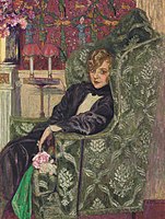 Actress Yvonne Printemps in an armchair (1920–21)
