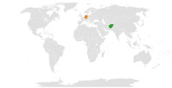 Map indicating locations of Afghanistan and Germany
