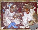 Cave 2, ceiling: foreigners sharing a drink of wine[300]