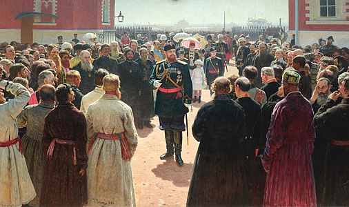 Tsar Alexander III receives local government officials at Petrovsky Palace (1886)