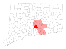 Durham's location within Middlesex County and Connecticut