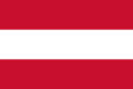 Flagge Österreichs: Österreichs Nationalflagge zeigt drei gleich breite Streifen (1:1:1) – korrekt „die silberne (weiße) Binde auf rotem Grund“.[1] Die Dienstflagge zeigt den Bundesadler (in dessen Herzschild wieder die Farben).