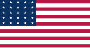Flag of the US featuring 25 stars arranged in a linear pattern