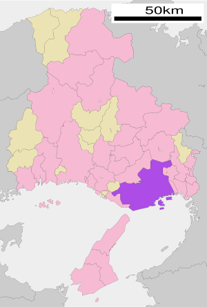 Lage Kōbes in der Präfektur