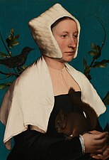 Portrait of a Lady with a Squirrel and a Starling, c. 1527–28. Oil and tempera on oak, National Gallery, London