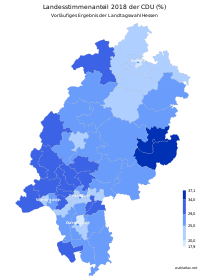 Vorläufiges Ergebnis der CDU (Anteil Landesstimmen in Prozent)