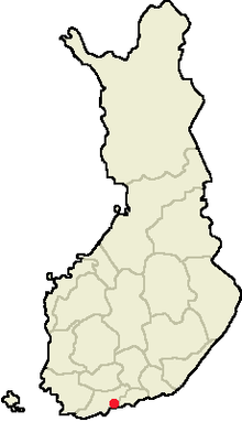 The diocese of Helsinki comprises the entirety of the Republic of Finland. Helsinki is marked as a red dot.