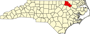 Map of North Carolina highlighting Halifax County