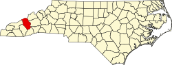 Karte von Haywood County innerhalb von North Carolina