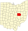 State map highlighting Coshocton County