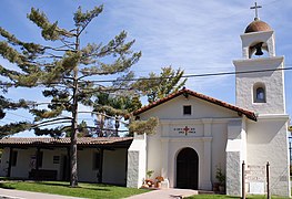 Scale replica of Mission Santa Cruz chapel, located in Santa Cruz.