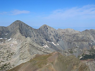Blanca Peak is the highest peak of the Sangre de Cristo Mountains and the fifth-highest peak of the Rocky Mountains.