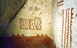 A 13th-century mural of a rectangular tower believed to be Cliff Palace