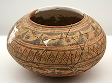 Painted Pottery A Container (c. 3,800—3,300 BCE) Excavated at the Diaolongbei Site, Zaoyang, Hubei. Capital Museum, Beijing.