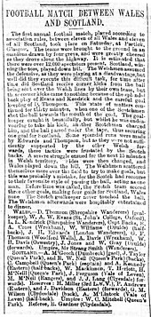 A newspaper clipping of a match report