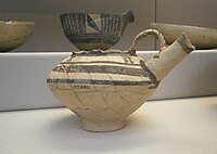 Late Ubaid; spouted jar decorated with geometric designs in dark paint; c. 5200 – c. 4200 BC; Tell el-Muqayyar; British Museum
