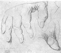 Ingres, study of Bertin's right hand. Graphite on tracing paper. Fogg Museum, Harvard, MA