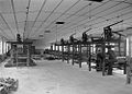 Textile machinery at the Cambrian Factory, Llanwrtyd, Wales, in the 1940s