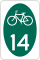 New York State Bicycle Route 14 marker