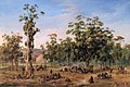 Image 11An Aboriginal encampment near the Adelaide foothills in an 1854 painting by Alexander Schramm (from Aboriginal Australians)