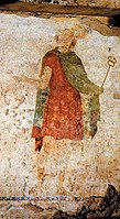 Fresco from the Tomb of Judgment in ancient Mieza (modern-day Lefkadia), Imathia, Central Macedonia, Greece, depicting religious imagery of the afterlife, 4th century BC