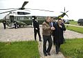 President Bush escorting Hosni Mubarak from an HMX-1 helicopter after his arrival at the ranch in 2004