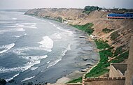 The oil polluted beach at Chancay, Peru.