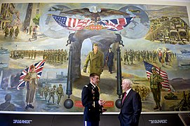 Inside Museum lobby; Defense Secretary Robert Gates and Army Capt. Josh Mantz, 2010