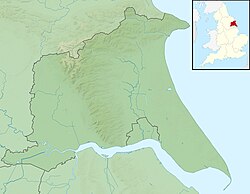 A relief maps of the East Riding of Yorkshire showing the plant's location