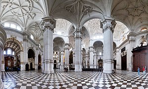 Panorama of the inside of the cathedral of Granada