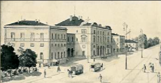 Straßenbahn vor dem Hauptbahnhof. Um 1900