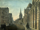 A 1790 aquatint of High Street, Oxford, showing University College in the left foreground. A century and a half later, V. S. Naipaul would spend four years at the college.