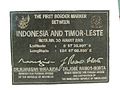 Plaque on one of the pair of border markers on each side of the river marking the East Timor-Indonesia boundary at Mota'ain/Batugade.