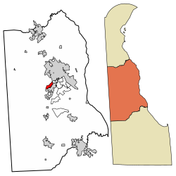 Location of Wyoming in Kent County, Delaware.