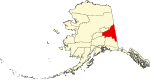 State map highlighting Southeast Fairbanks Census Area