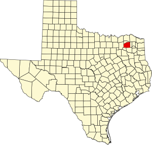 Map of Texas highlighting Hopkins County