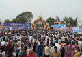 Massive crowd at Dr. Babasaheb Ambedkar Marathwada University gate during Namvistar Din celebrations.