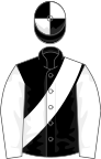 Black, white sash and sleeves, quartered cap