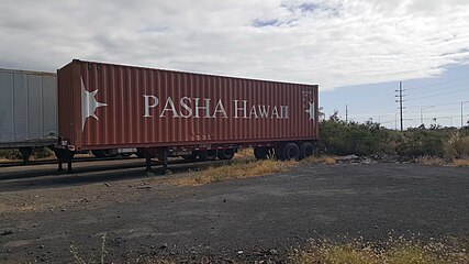 Pasha Hawaii's shipping container in Kailua Kona, Hawaii