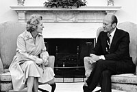 Thatcher sitting with Gerald Ford