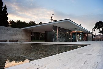 The Barcelona Pavilion (modern reconstruction) by Ludwig Mies van der Rohe (1929)